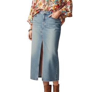 Garage Blue Split Front Long Maxi Denim Jean Skirt Small